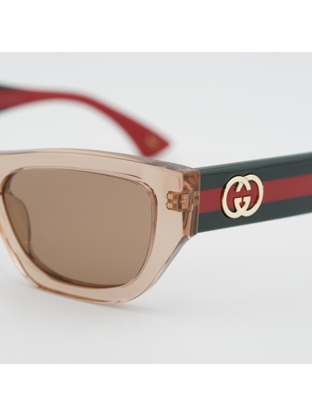 Gucci GG2116S 004 Sunglasses Transparent Brown Cat Eye Frame, Brown Lenses - Picture 3 of 11